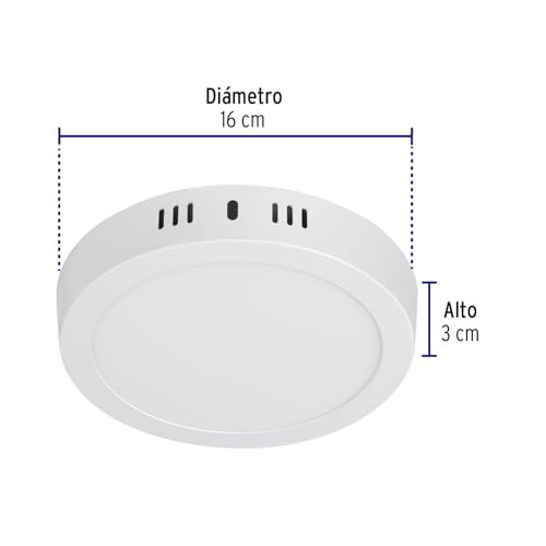 Luminario LED plafón 12W 6500K, redondo, blanco, VOLTECK