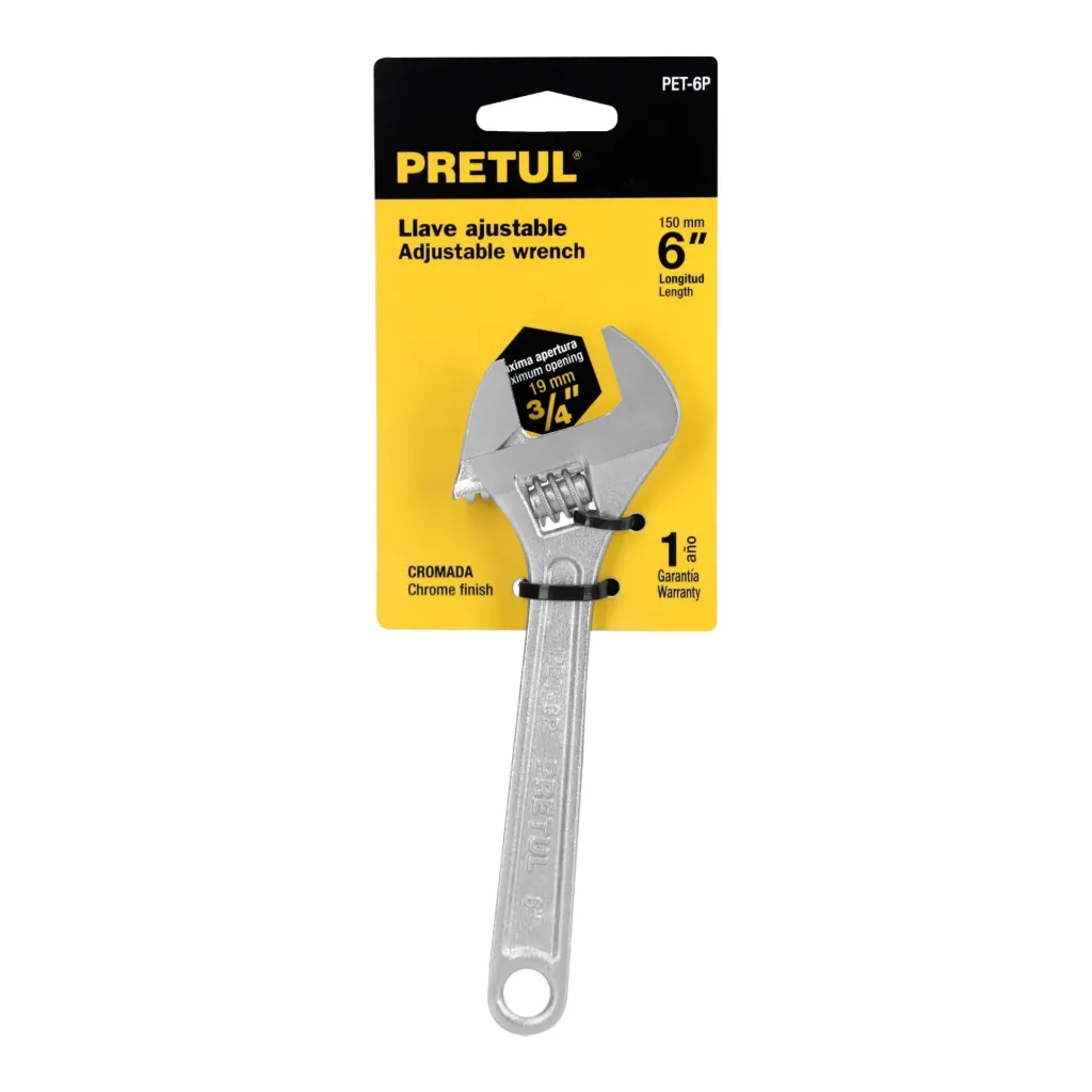 Llave ajustable (perico) 6' cromada, PRETUL