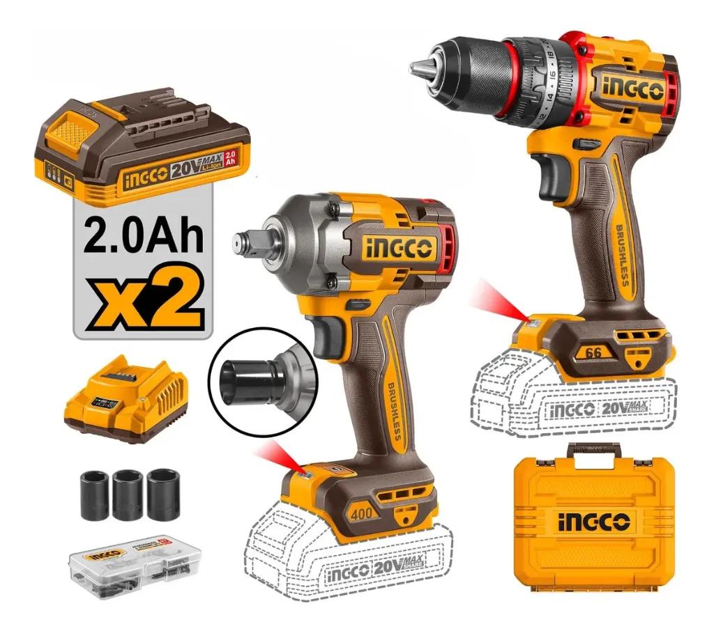 COMBO ROTOMARTILLO+ LLAVE DE IMPACTO 20V INGCO 1/2