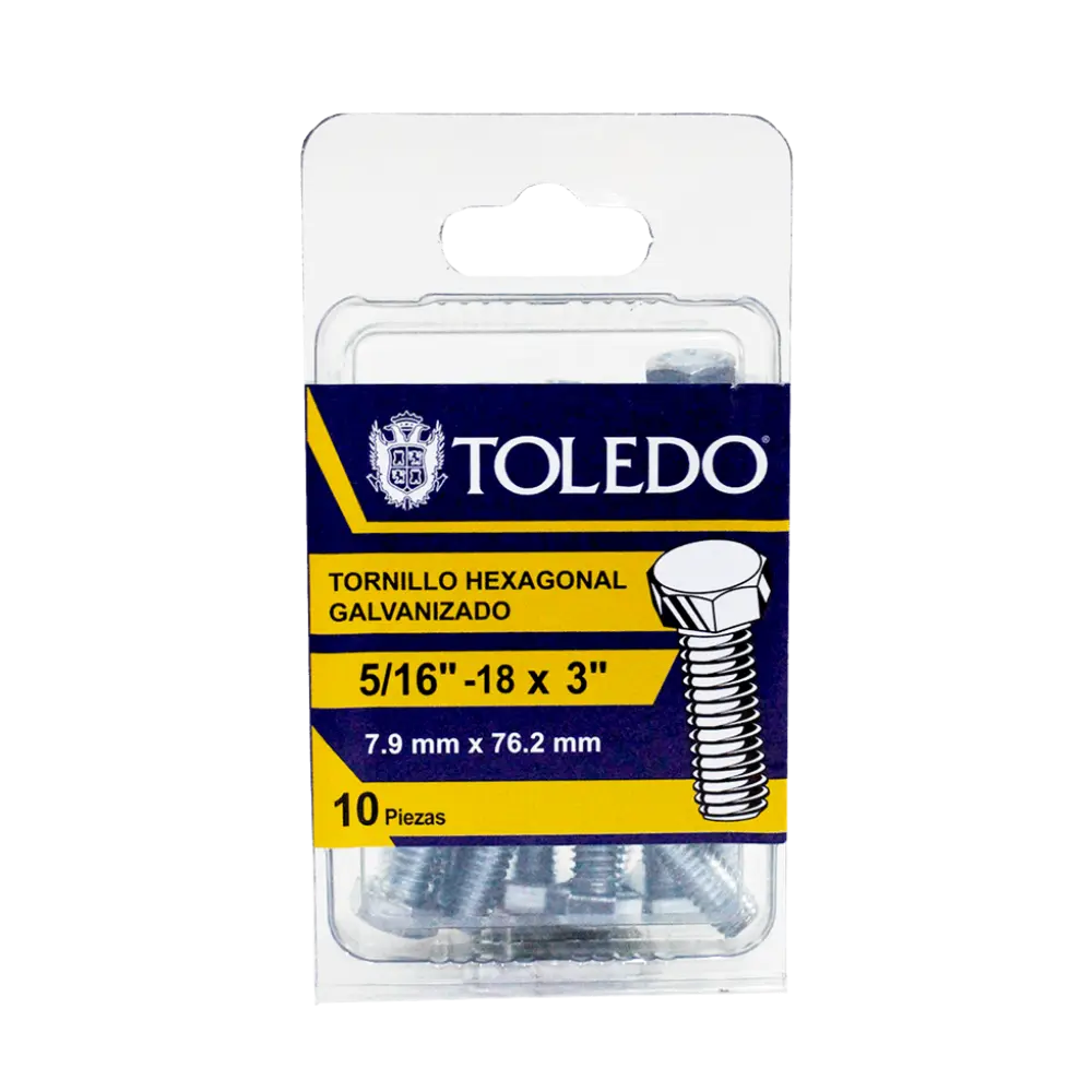 Tornillo Hex Galv 5/16"-18 x 3"