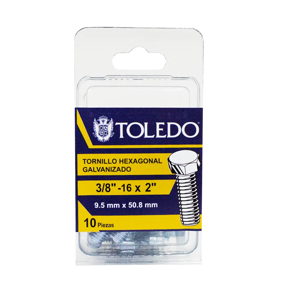 Tornillo Hex Galv 3/8"-16 x2"