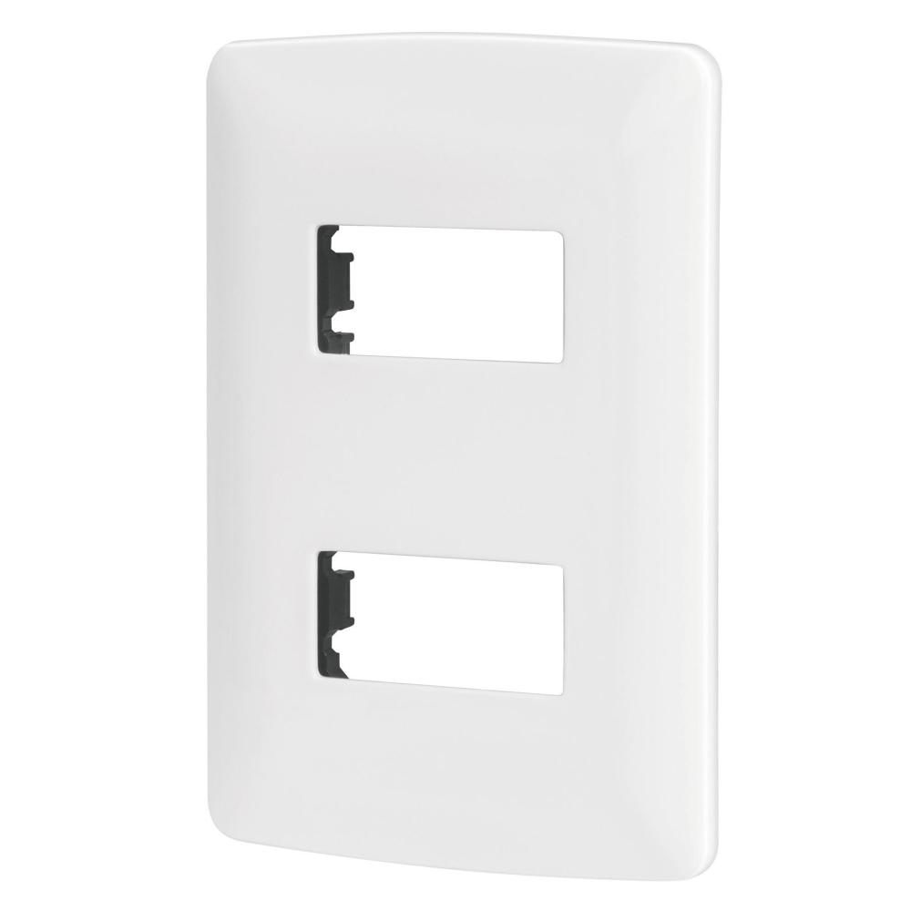 Placa 2 módulos de ABS, línea Italiana, color blanco